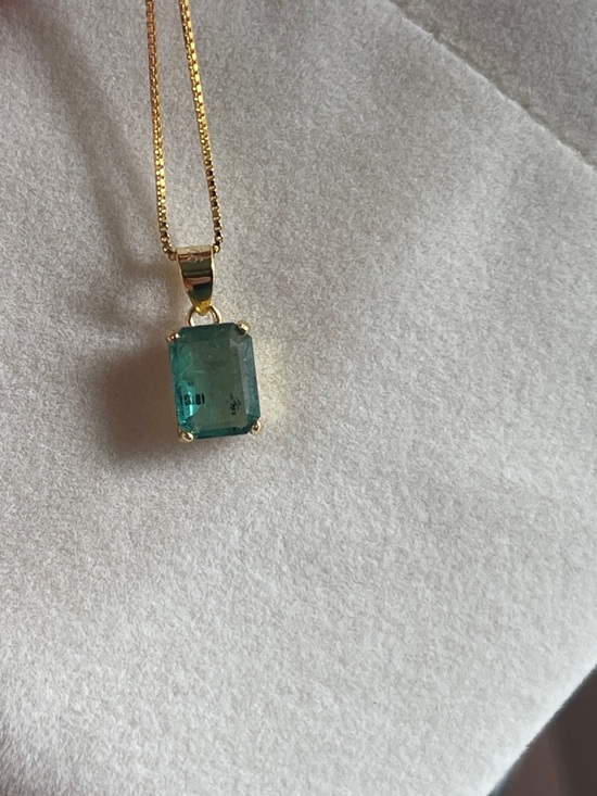 unbranded Jewelry - Certified Natural Zambian Minor Emerald Gemstone Pendant 18k GP 925 Silver